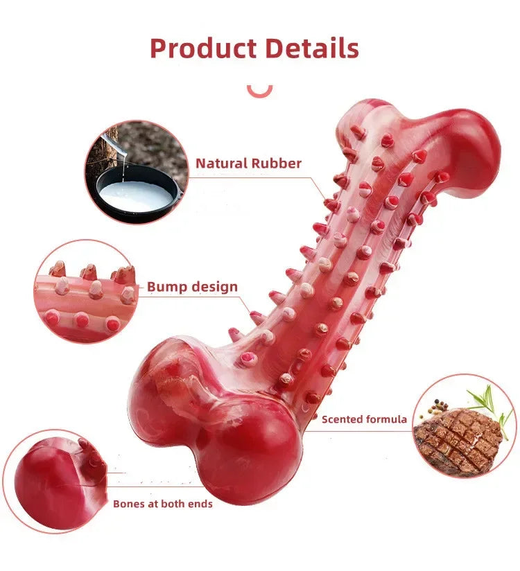 Natural Rubber Dog Bone Chew Toy: Durable Teeth Cleaning Toy for Medium & Large Dogs