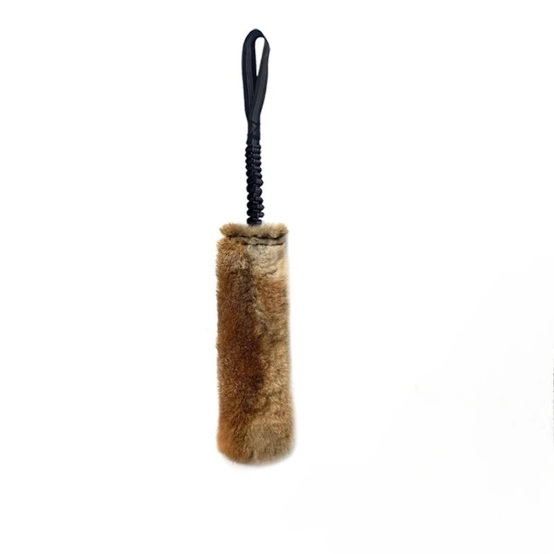 JUSTINLAU Squeaky Dog Tug Toy: Plush Rabbit Fur Bite Stick for Training and Outdoor Play, Medium & Large Dogs