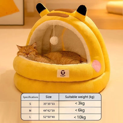 Cute Yurt-Shaped Pet House – Soft, Snug Winter Bed with Panda Design