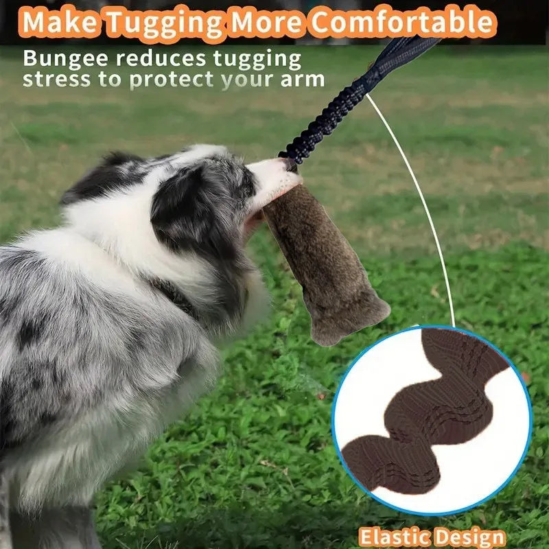 JUSTINLAU Squeaky Dog Tug Toy: Plush Rabbit Fur Bite Stick for Training and Outdoor Play, Medium & Large Dogs