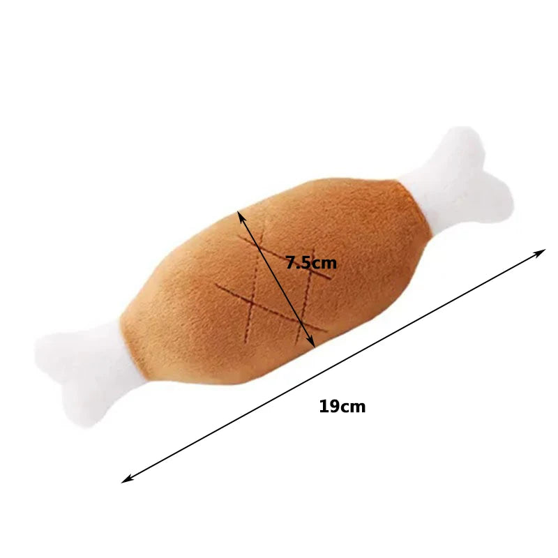 Chicken Leg Plush Dog Toy with Squeaker – Soft Bone-Shaped Chew Toy for Small, Medium & Large Dogs and Cats