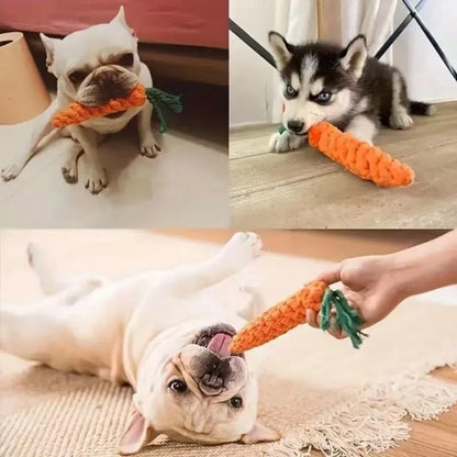 Carrot Rope Dog Toy: Knotted Cotton Chew & Tug Toy for Puppies, Small Dogs and Cats