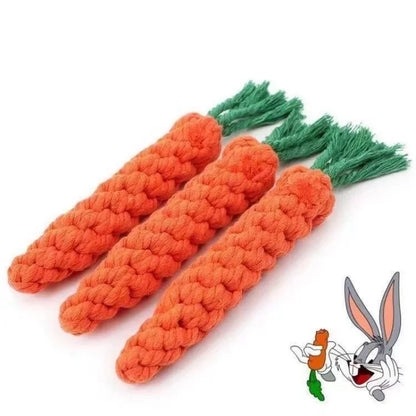 Carrot Rope Dog Toy: Knotted Cotton Chew & Tug Toy for Puppies, Small Dogs and Cats