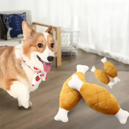 Chicken Leg Plush Dog Toy with Squeaker – Soft Bone-Shaped Chew Toy for Small, Medium & Large Dogs and Cats