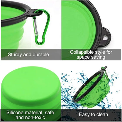 Collapsible Silicone Dog Bowl: Large Portable Travel Bowl for Food & Water, Foldable for Walks and Camping