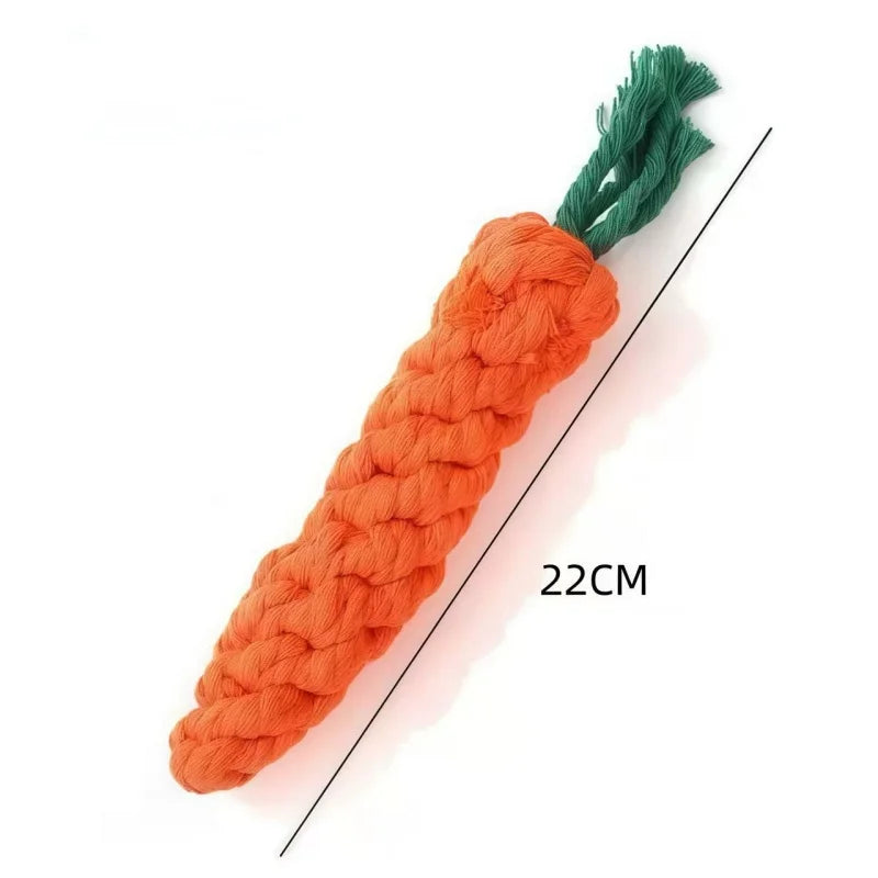 Carrot Rope Dog Toy: Knotted Cotton Chew & Tug Toy for Puppies, Small Dogs and Cats