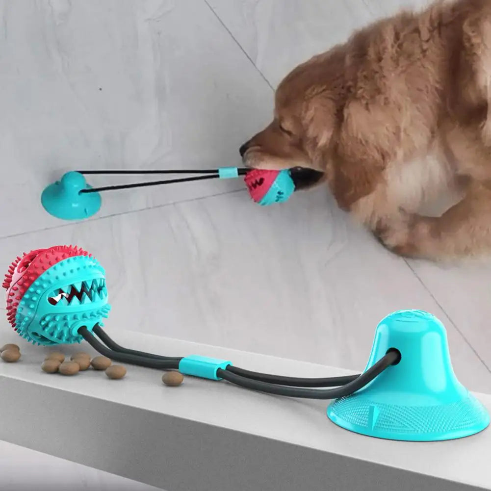 Interactive Dog Puzzle Toy Set – Suction Cup Rope Toy & Treat Dispensing Ball for Chewers, Teething & Boredom