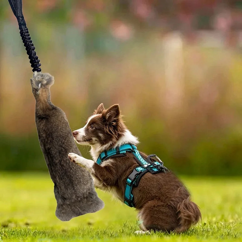 JUSTINLAU Squeaky Dog Tug Toy: Plush Rabbit Fur Bite Stick for Training and Outdoor Play, Medium & Large Dogs