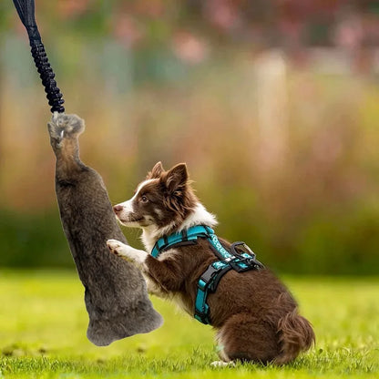 JUSTINLAU Squeaky Dog Tug Toy: Plush Rabbit Fur Bite Stick for Training and Outdoor Play, Medium & Large Dogs