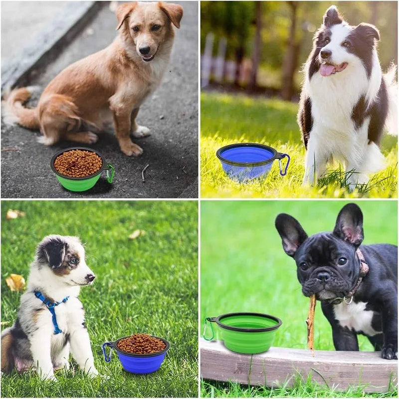 Collapsible Silicone Dog Bowl: Large Portable Travel Bowl for Food & Water, Foldable for Walks and Camping