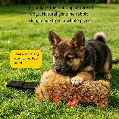 JUSTINLAU Squeaky Dog Tug Toy: Plush Rabbit Fur Bite Stick for Training and Outdoor Play, Medium & Large Dogs