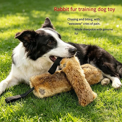 JUSTINLAU Squeaky Dog Tug Toy: Plush Rabbit Fur Bite Stick for Training and Outdoor Play, Medium & Large Dogs