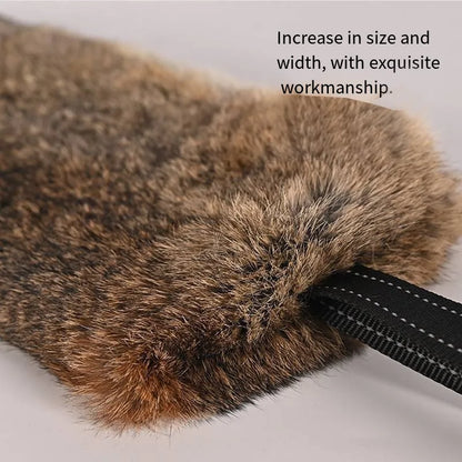 JUSTINLAU Squeaky Dog Tug Toy: Plush Rabbit Fur Bite Stick for Training and Outdoor Play, Medium & Large Dogs