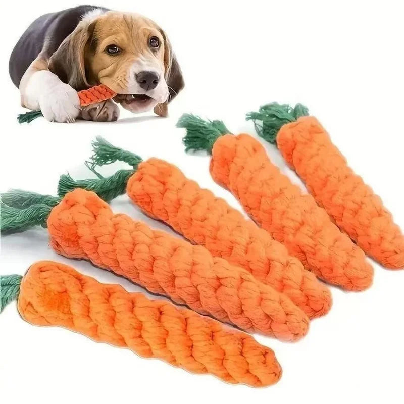 Carrot Rope Dog Toy: Knotted Cotton Chew & Tug Toy for Puppies, Small Dogs and Cats