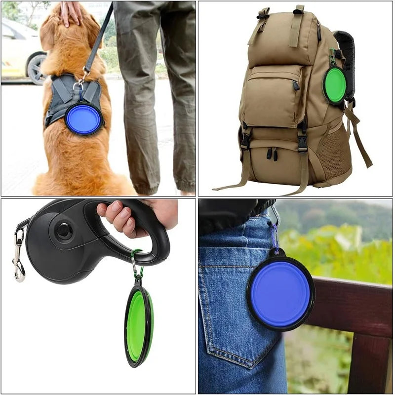 Collapsible Silicone Dog Bowl: Large Portable Travel Bowl for Food & Water, Foldable for Walks and Camping