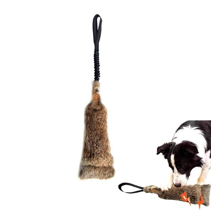 JUSTINLAU Squeaky Dog Tug Toy: Plush Rabbit Fur Bite Stick for Training and Outdoor Play, Medium & Large Dogs