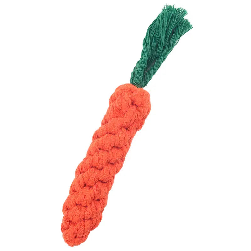 Carrot Rope Dog Toy: Knotted Cotton Chew & Tug Toy for Puppies, Small Dogs and Cats