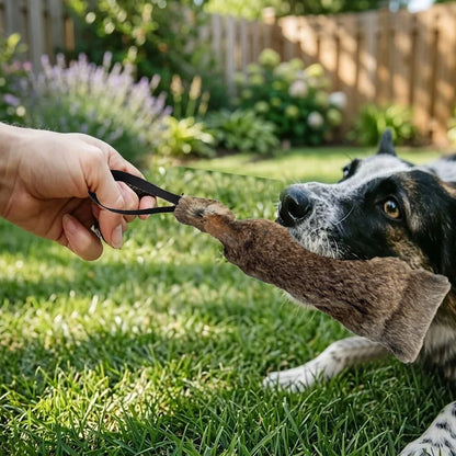 JUSTINLAU Squeaky Dog Tug Toy: Plush Rabbit Fur Bite Stick for Training and Outdoor Play, Medium & Large Dogs
