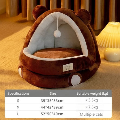 Cute Yurt-Shaped Pet House – Soft, Snug Winter Bed with Panda Design