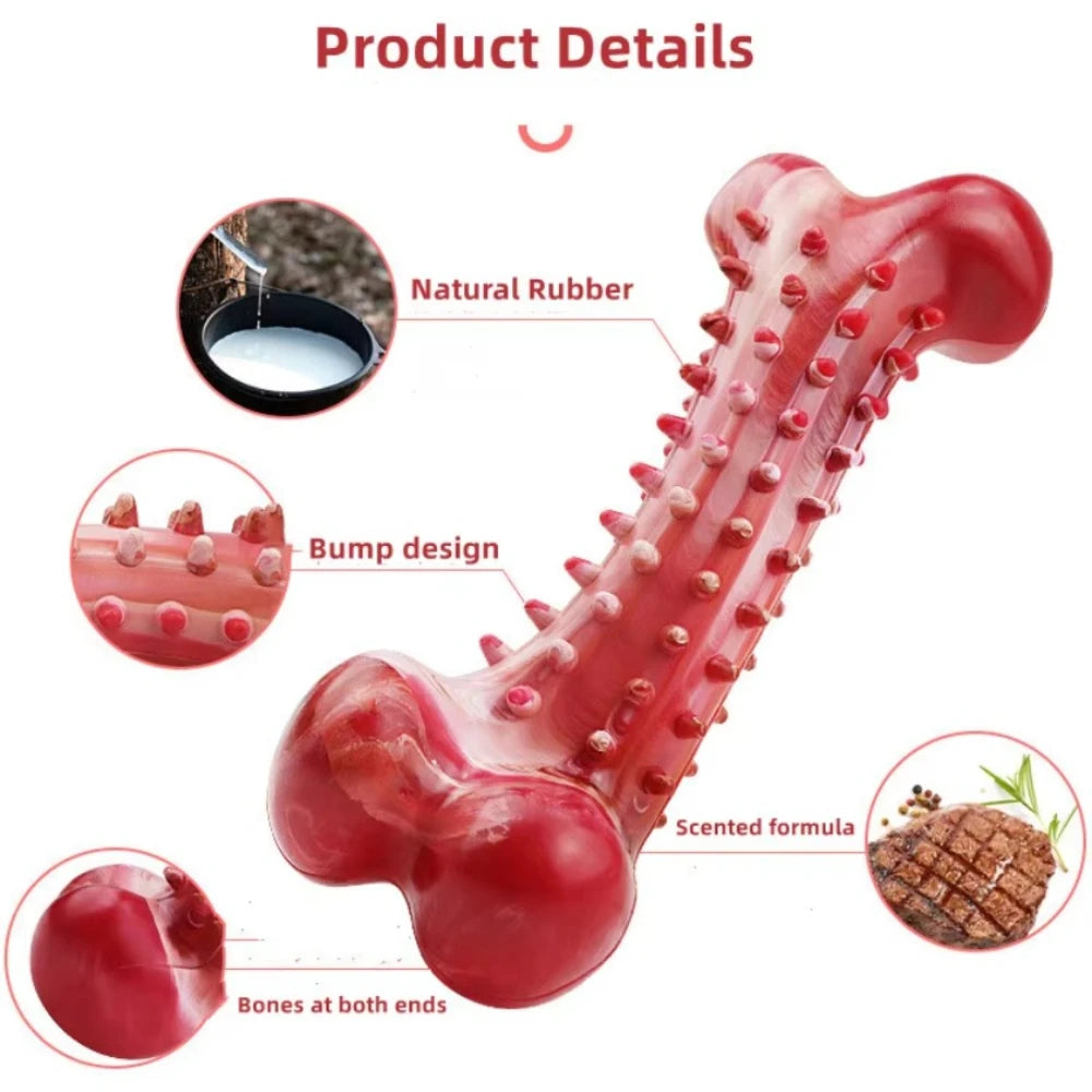 Natural Rubber Dog Bone Chew Toy: Durable Teeth Cleaning Toy for Medium & Large Dogs