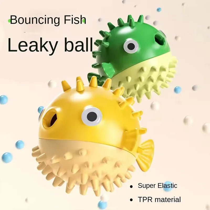 Bouncing Fish Dog Toy with Built-In Bell – Treat Dispensing Chew Ball for Puppies and All Size Dogs