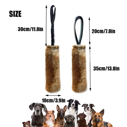 JUSTINLAU Squeaky Dog Tug Toy: Plush Rabbit Fur Bite Stick for Training and Outdoor Play, Medium & Large Dogs