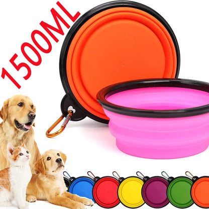 Collapsible Silicone Dog Bowl: Large Portable Travel Bowl for Food & Water, Foldable for Walks and Camping
