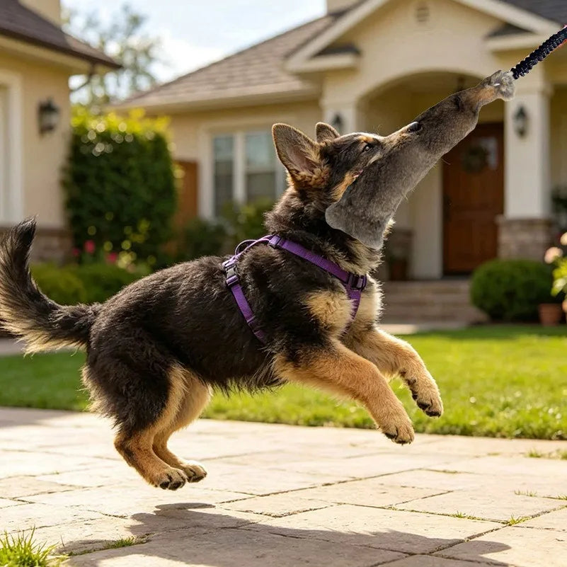 JUSTINLAU Squeaky Dog Tug Toy: Plush Rabbit Fur Bite Stick for Training and Outdoor Play, Medium & Large Dogs