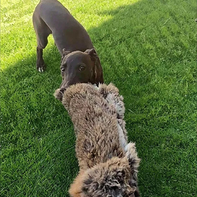 JUSTINLAU Squeaky Dog Tug Toy: Plush Rabbit Fur Bite Stick for Training and Outdoor Play, Medium & Large Dogs