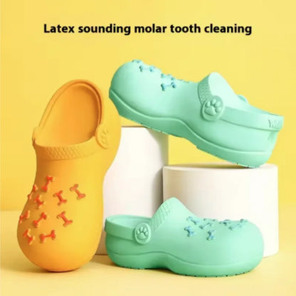 Squeaky Latex Slipper Dog Toy: Teeth Cleaning Chew Toy for Training and Play, Small, Medium & Large Dogs and Puppies