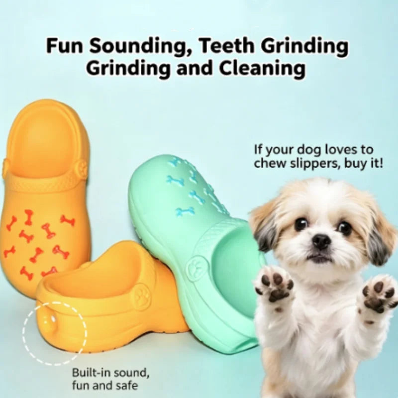 Squeaky Latex Slipper Dog Toy: Teeth Cleaning Chew Toy for Training and Play, Small, Medium & Large Dogs and Puppies