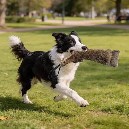 JUSTINLAU Squeaky Dog Tug Toy: Plush Rabbit Fur Bite Stick for Training and Outdoor Play, Medium & Large Dogs