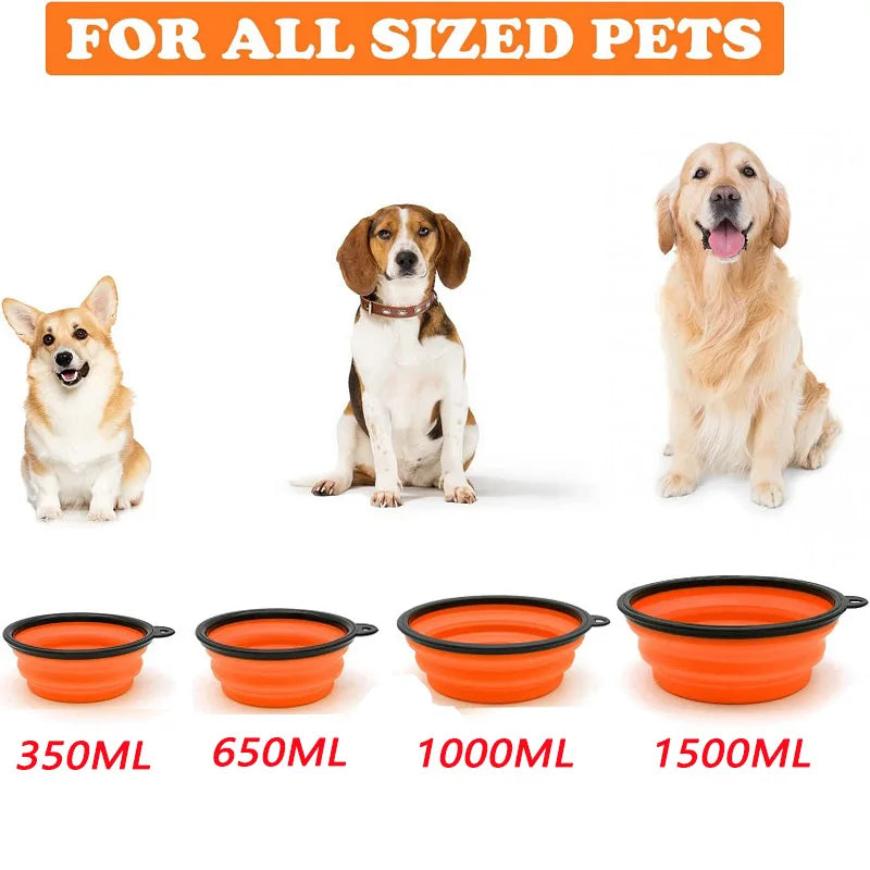 Collapsible Silicone Dog Bowl: Large Portable Travel Bowl for Food & Water, Foldable for Walks and Camping