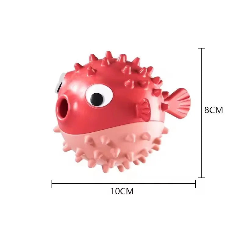 Bouncing Fish Dog Toy with Built-In Bell – Treat Dispensing Chew Ball for Puppies and All Size Dogs