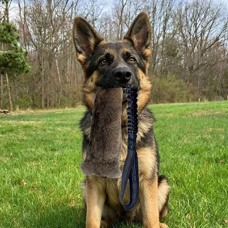 JUSTINLAU Squeaky Dog Tug Toy: Plush Rabbit Fur Bite Stick for Training and Outdoor Play, Medium & Large Dogs