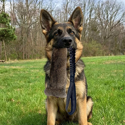 JUSTINLAU Squeaky Dog Tug Toy: Plush Rabbit Fur Bite Stick for Training and Outdoor Play, Medium & Large Dogs