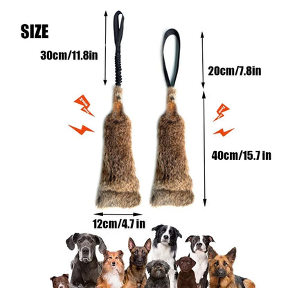JUSTINLAU Squeaky Dog Tug Toy: Plush Rabbit Fur Bite Stick for Training and Outdoor Play, Medium & Large Dogs